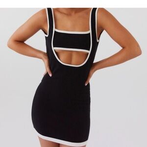 Pepper Mayo Black Sleeveless Mini Dress with Contrast Trim